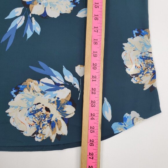 Maurices Chiffon Blouse Womens Size 2XL Teal Floral Long Sleeve Boho Fairy NWT - Picture 15 of 15
